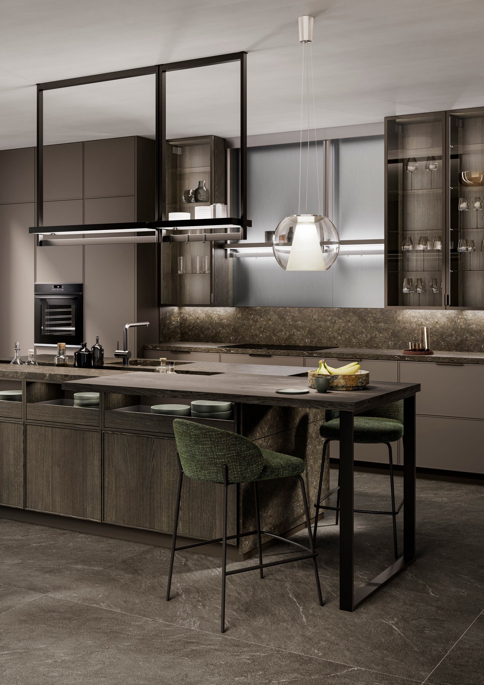 Cuisine sobre en bois et pierre